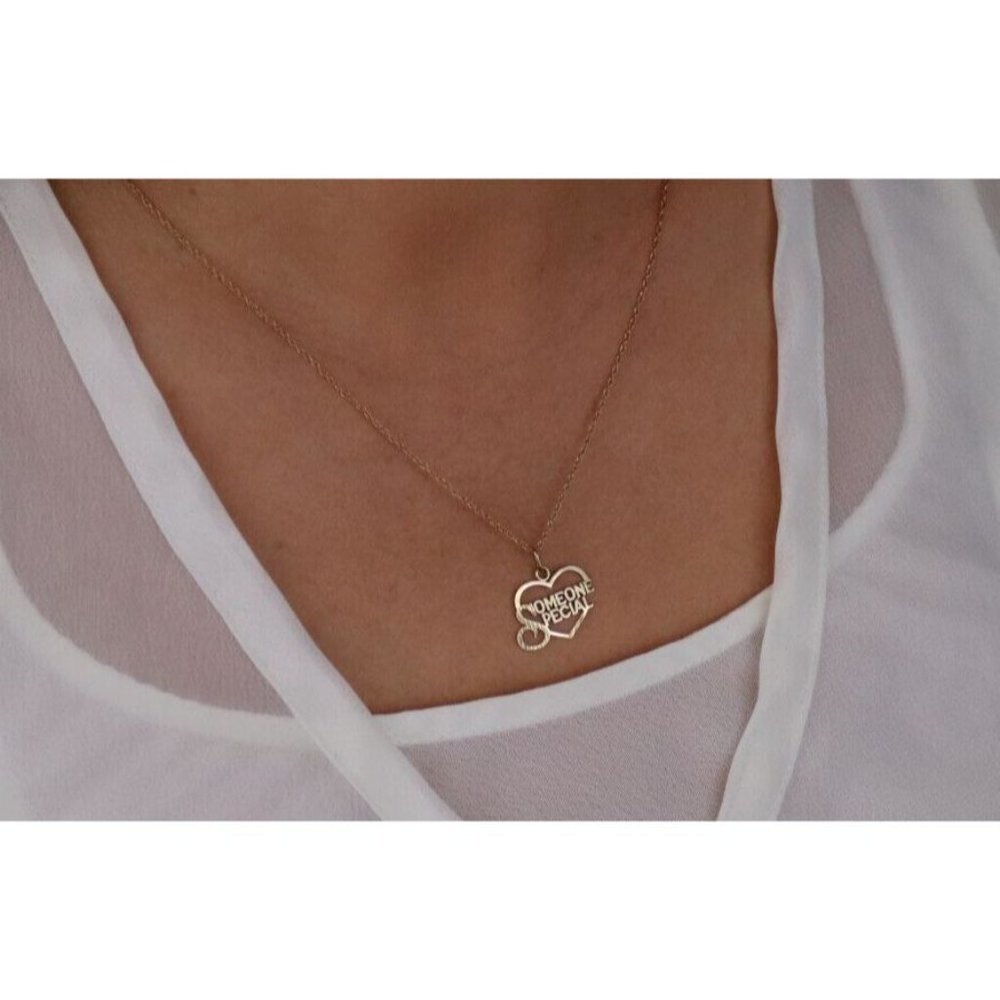 14k Yellow Gold Someone Special Heart Necklace 18" Chain - Picture 2 of 8